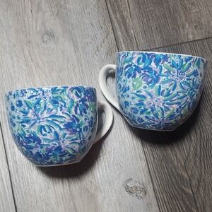 Lilly Pilitzer | High Manetenance \ Lion Around Blue Themed 12oz Mugs set of 2